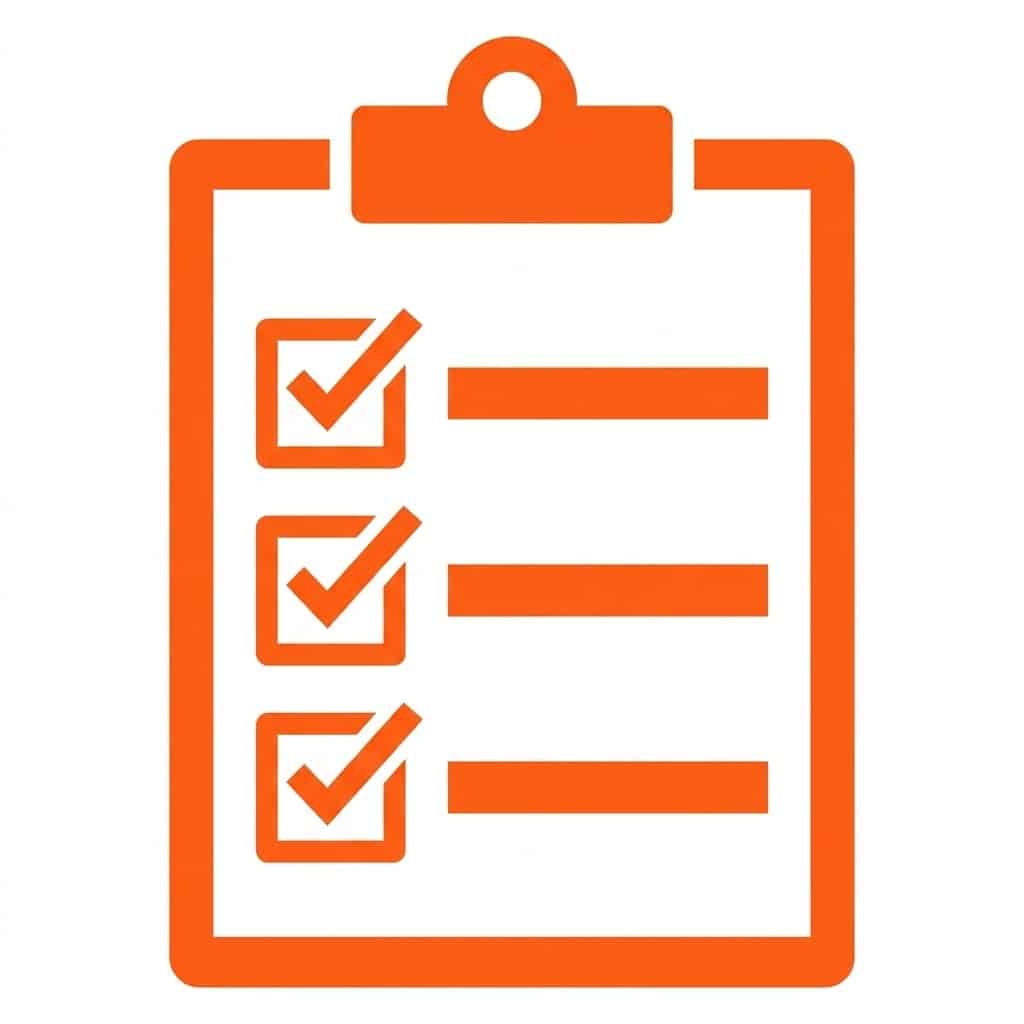 Piktogramm: Klemmbrett mit Checkliste