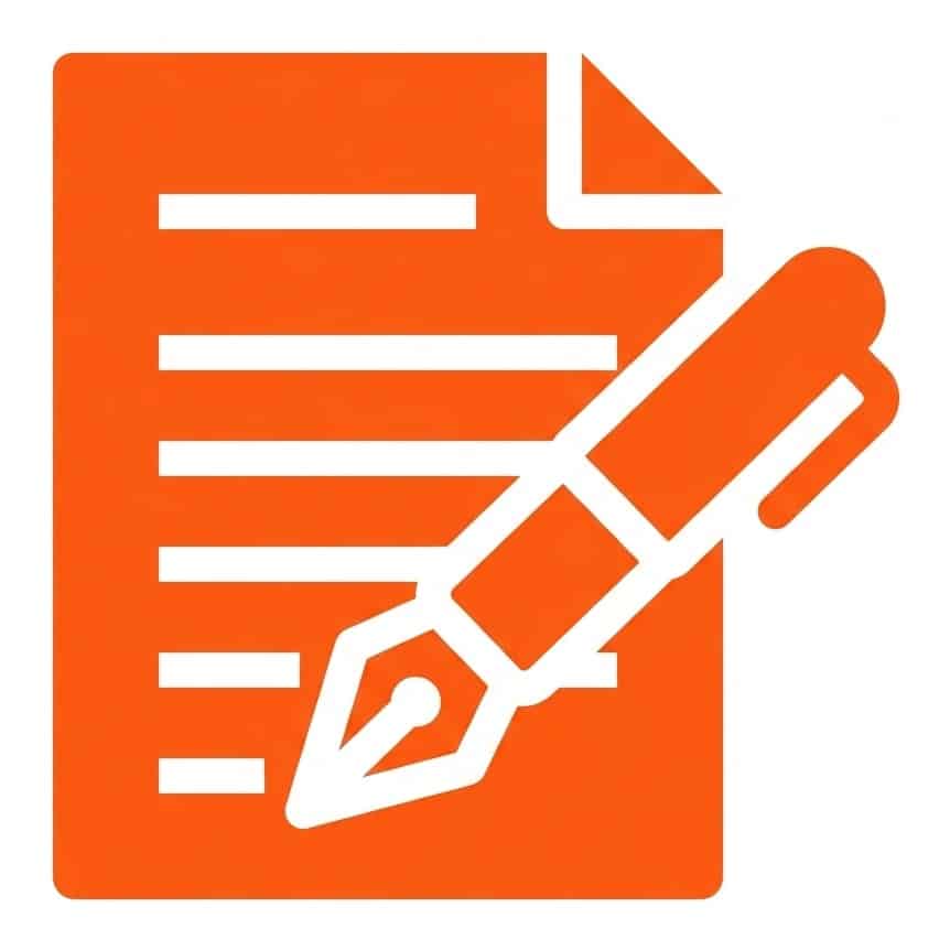 Piktogramm: Vertragsdokument mit Stift